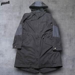 GAP Parka Coat Womens Small Blue Hooded Quilted Lined Fishtail Utility Jacket